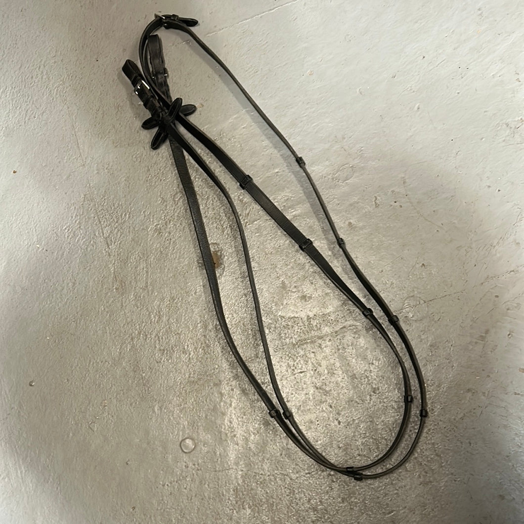 Black Leather Reins with Stops Evolution Equestrian Co.