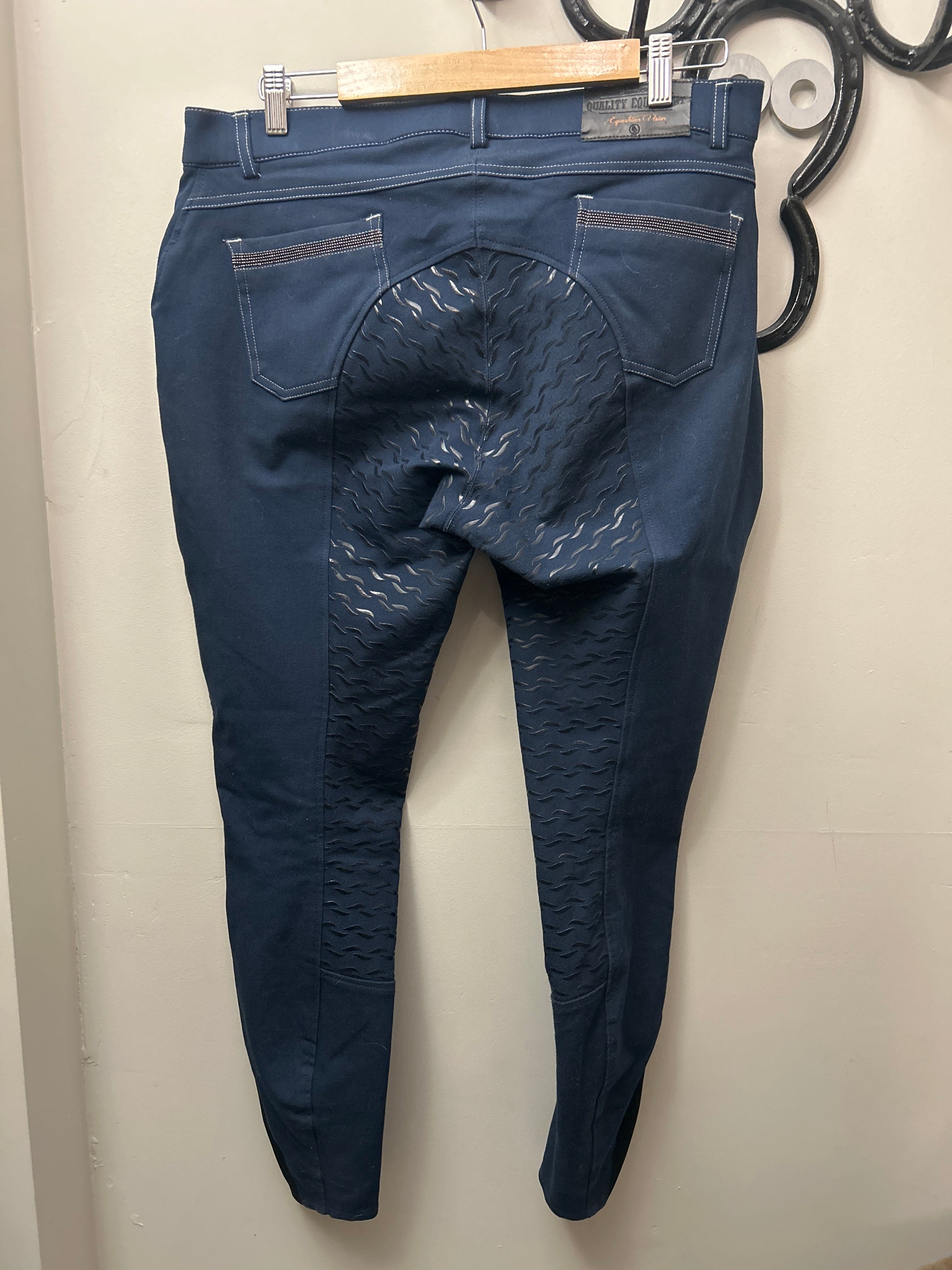 BR Dark Blue Full Seat Breeches 34-Breeches-Consignment-Evolution Equestrian Co.