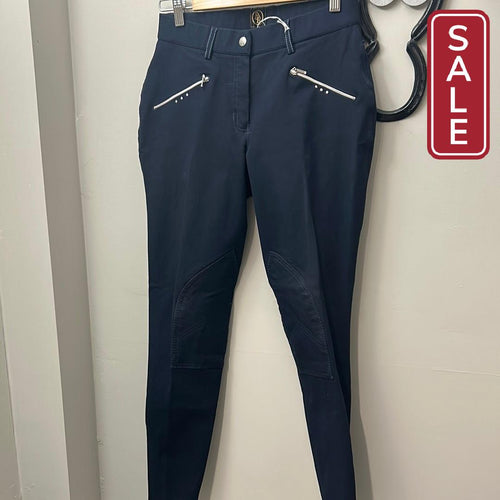 BR Navy Knee Patch Breeches 26-Riding Clothes-Consignment-Evolution Equestrian Co.