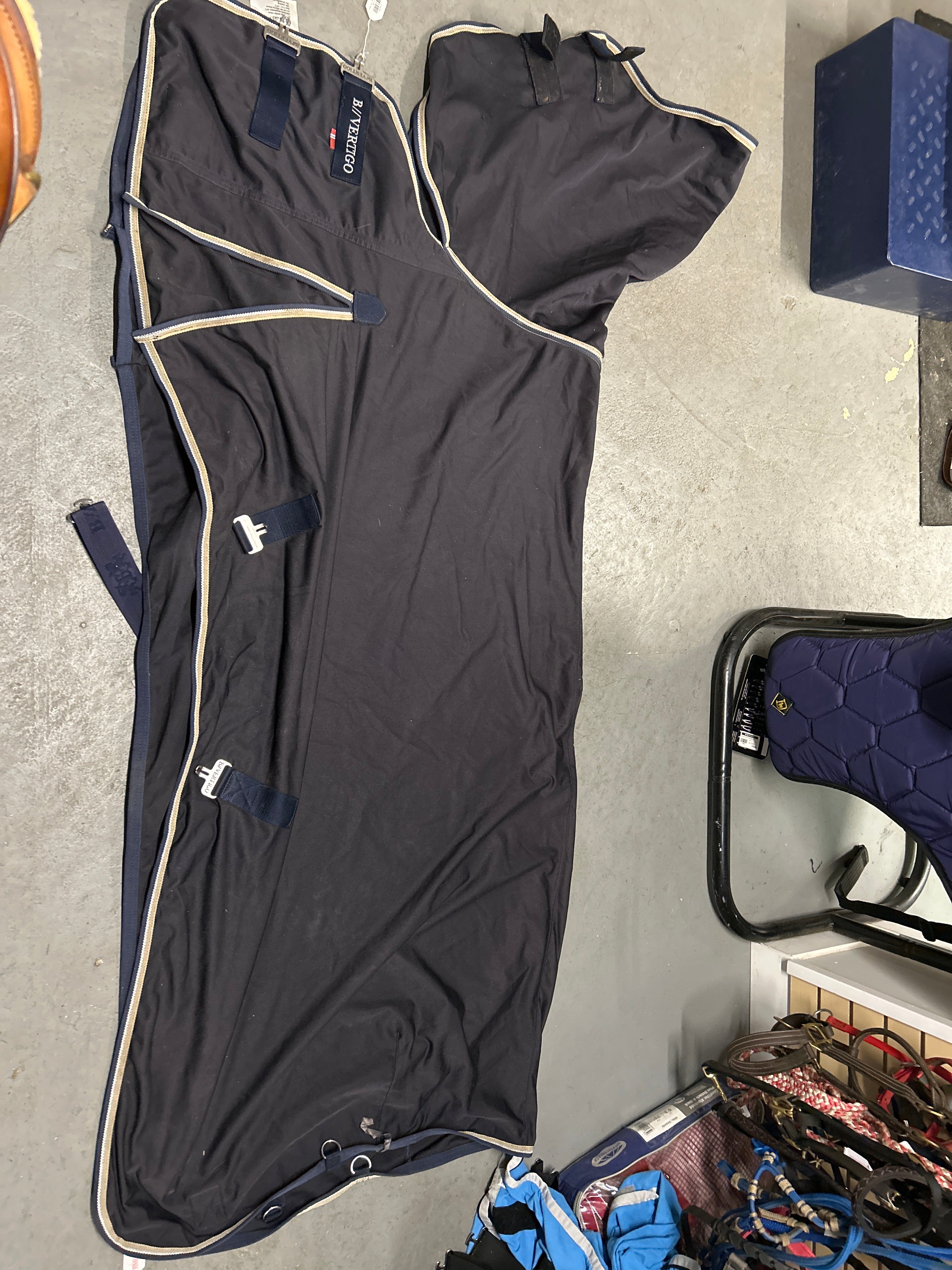 B. Vertigo Navy Stable Blanket 78"-Horse Blanket-Consignment-Evolution Equestrian Co.