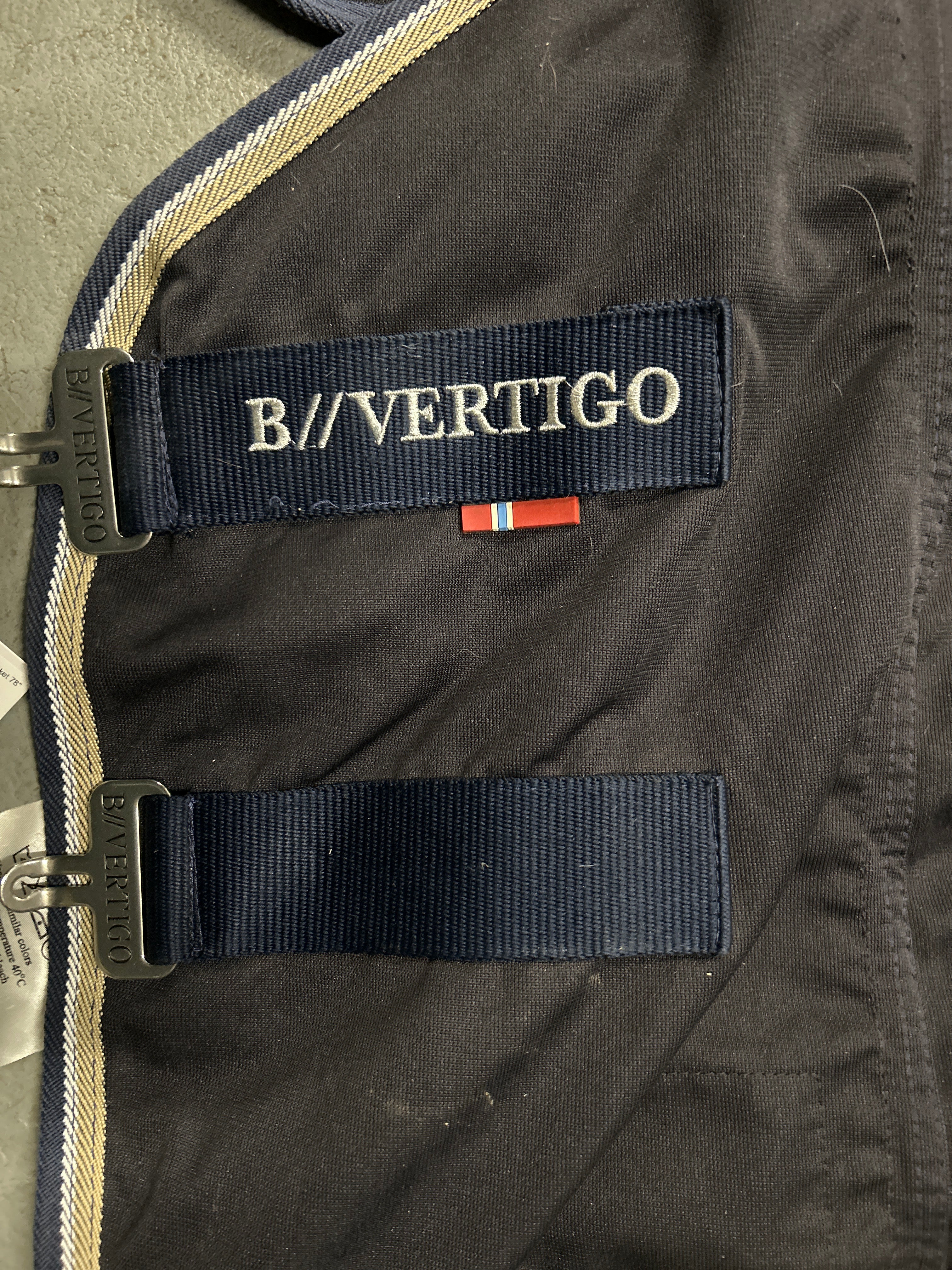 B. Vertigo Navy Stable Blanket 78"-Horse Blanket-Consignment-Evolution Equestrian Co.