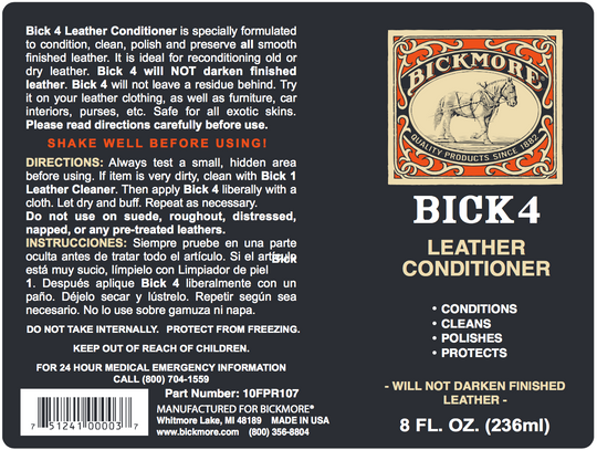Bickmore Bick 4 Leather Conditioner-Leather Care-Canadian Centurion Supply-8 oz-Evolution Equestrian Co.