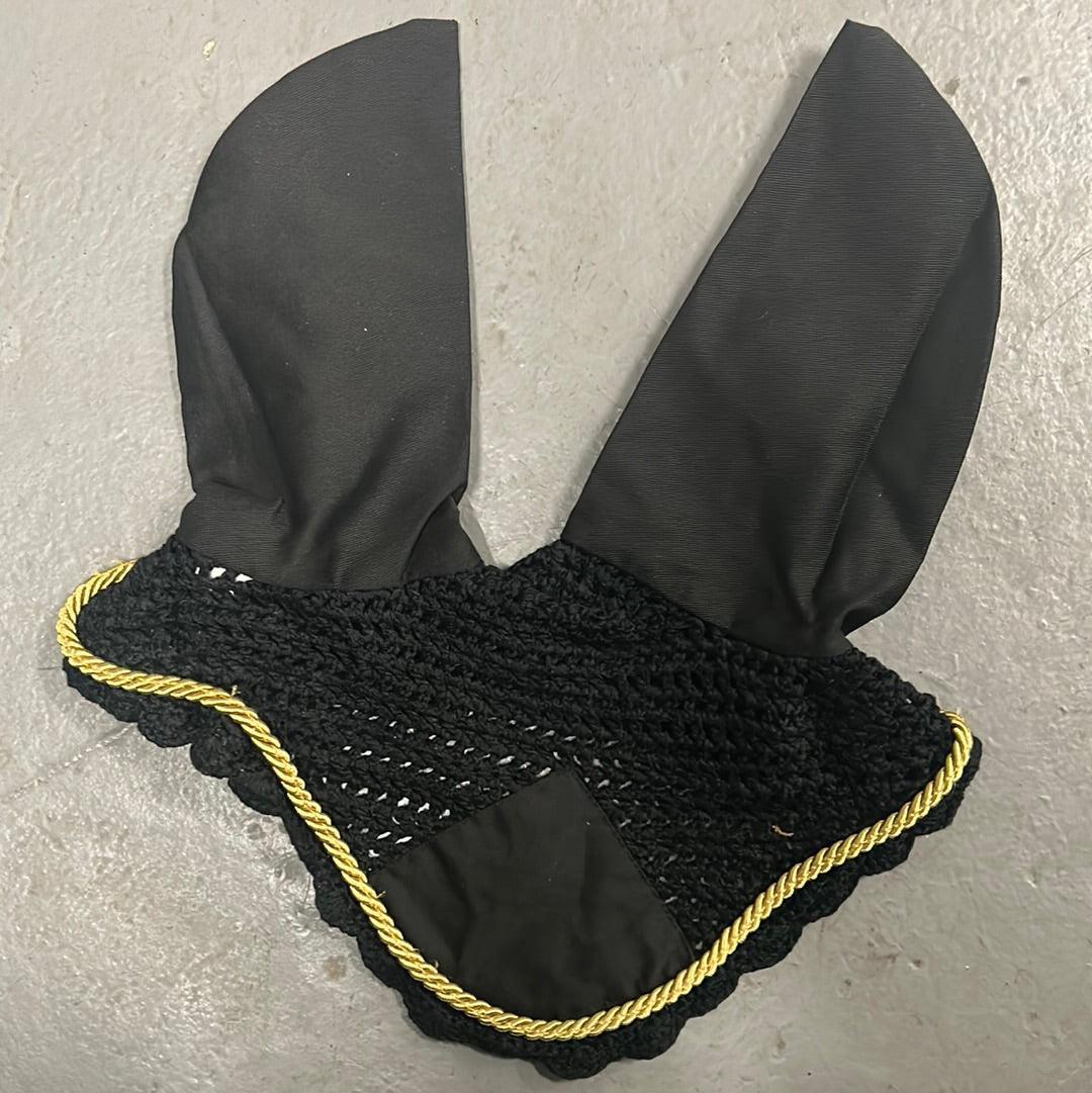 Black Bonnet with XLarge Ears-Horse Tack-Consignment-Evolution Equestrian Co.