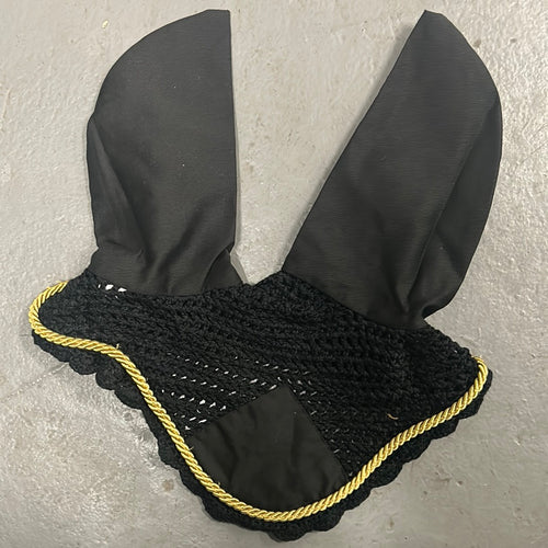 Black Bonnet with XLarge Ears-Horse Tack-Consignment-Evolution Equestrian Co.