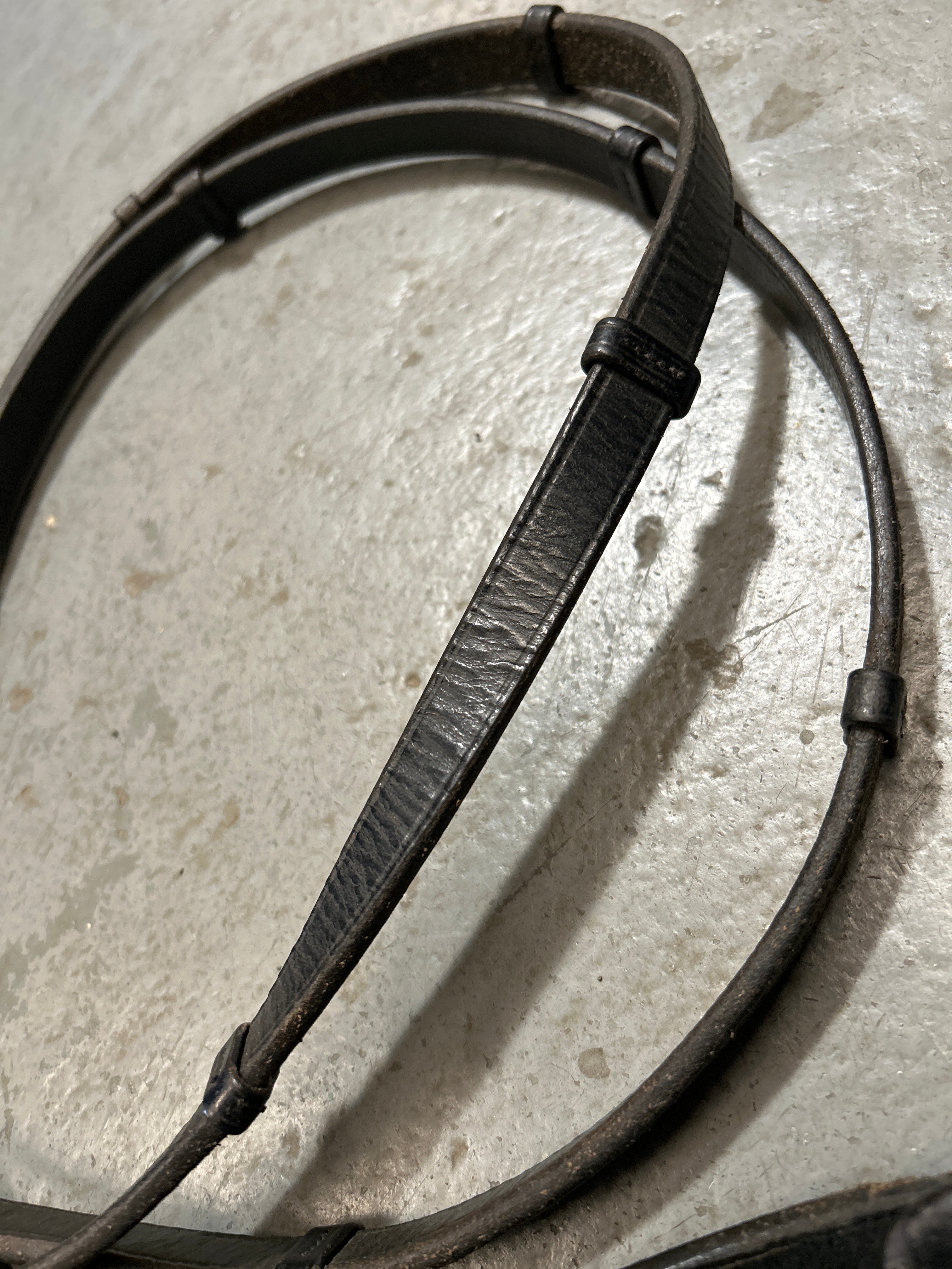 Black Leather Reins with Stops 54"-English Tack-Consignment-Evolution Equestrian Co.