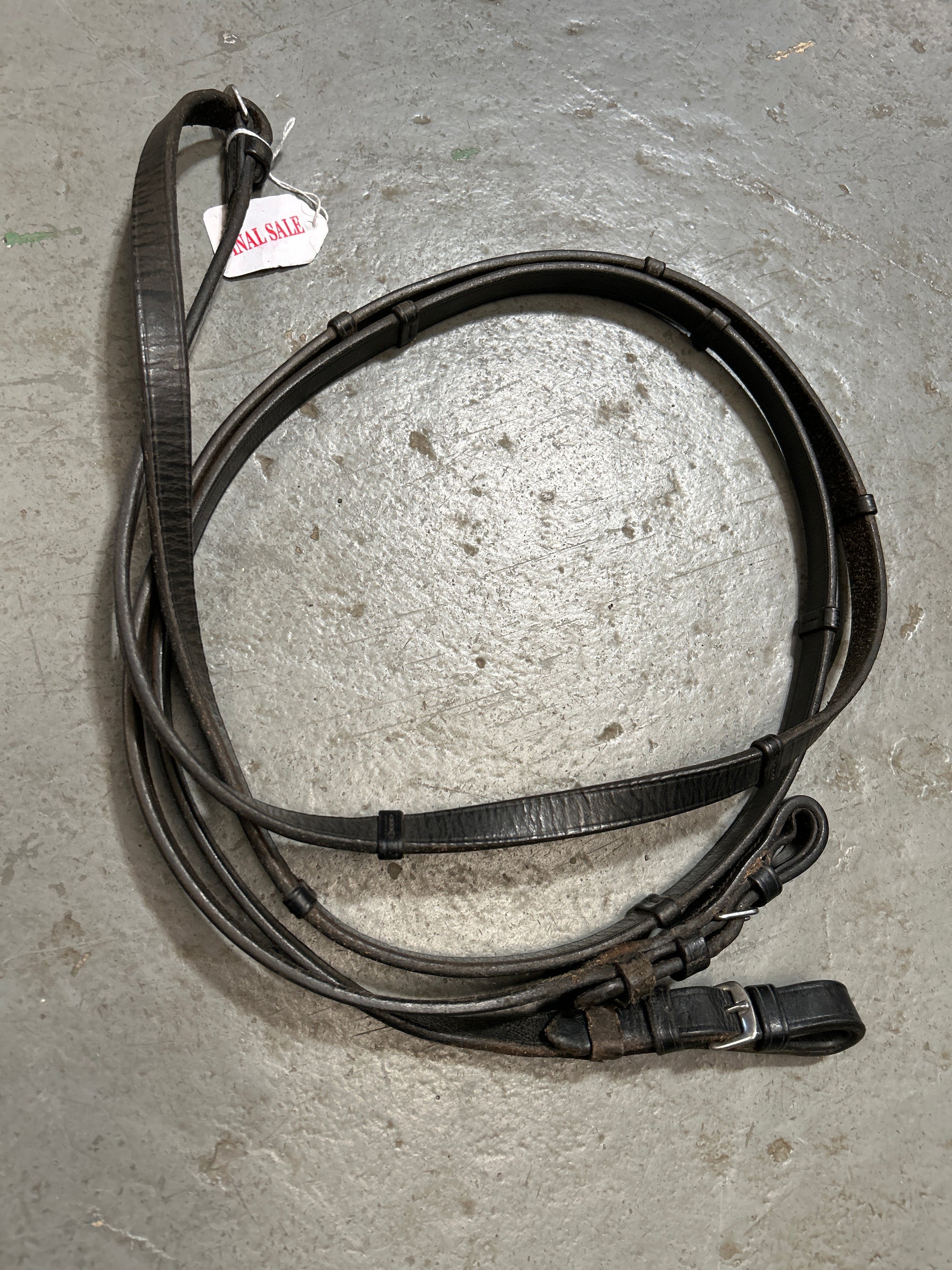 Black Leather Reins with Stops 54"-English Tack-Consignment-Evolution Equestrian Co.