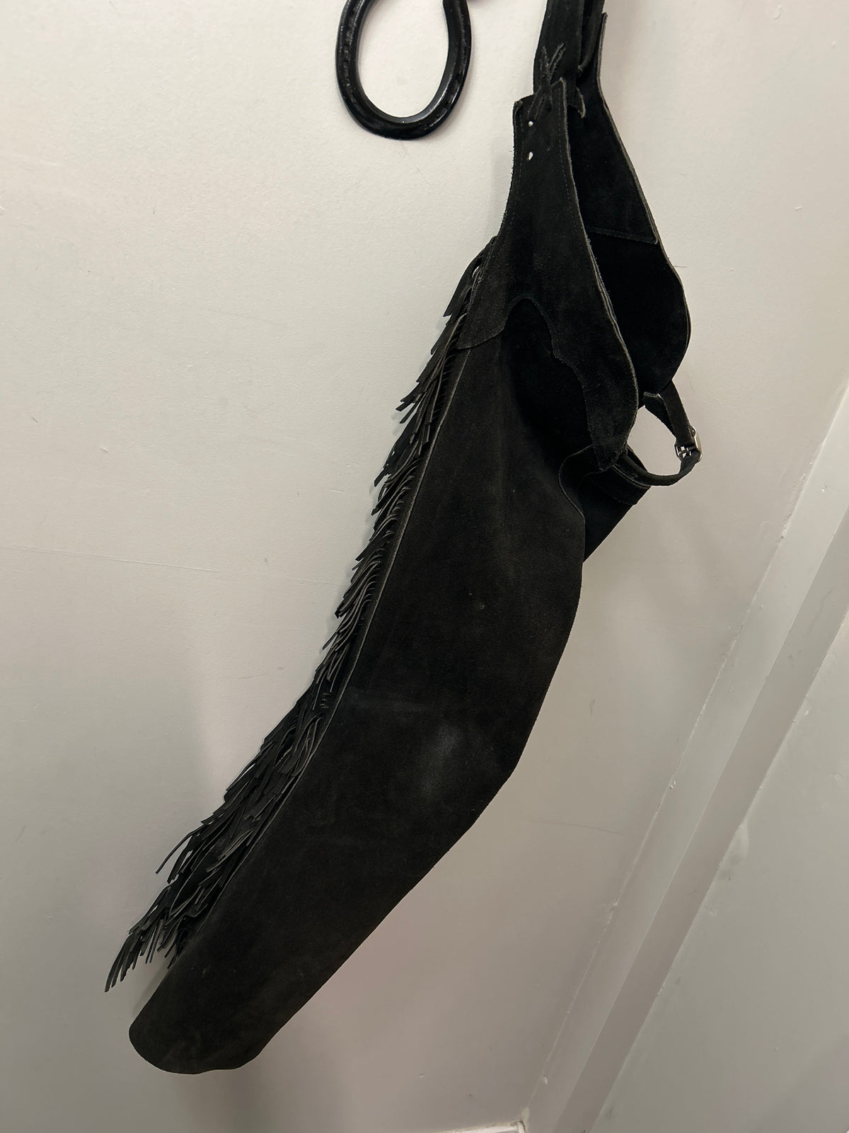 Black Suede Chaps Medium-Chaps-Consignment-Evolution Equestrian Co.