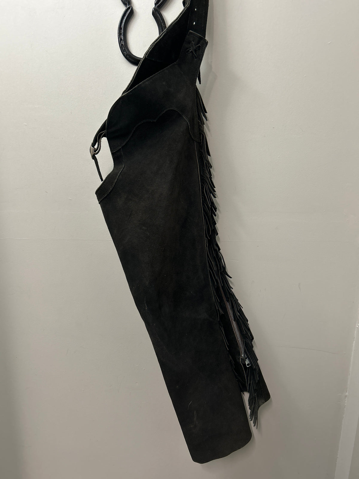 Black Suede Chaps Medium-Chaps-Consignment-Evolution Equestrian Co.