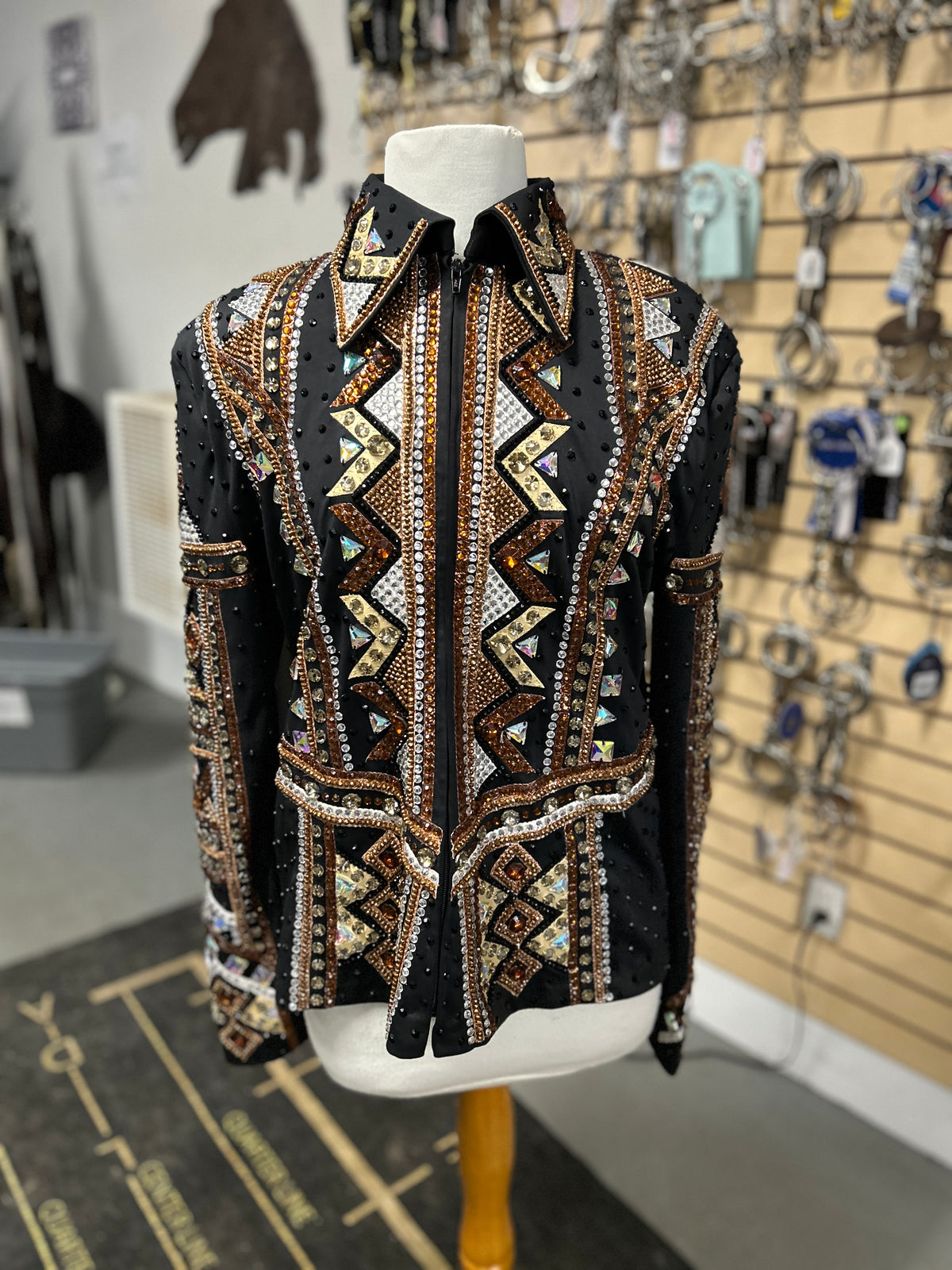 Black and Copper Western Show Shirt XLarge-Western Shirt-Consignment-Evolution Equestrian Co.