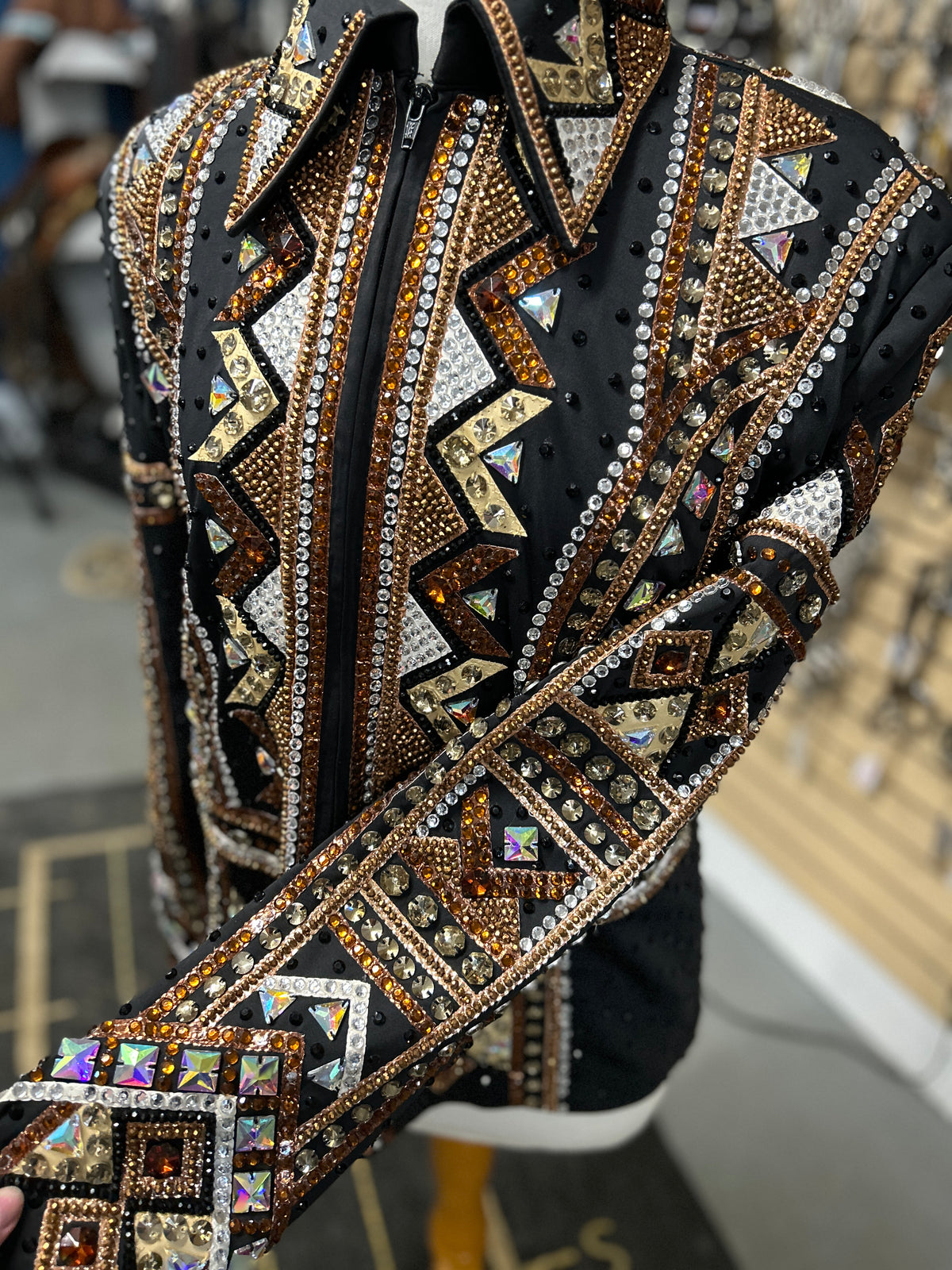 Black and Copper Western Show Shirt XLarge-Western Shirt-Consignment-Evolution Equestrian Co.