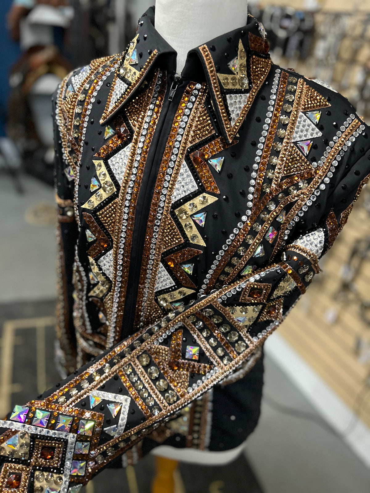 Black and Copper Western Show Shirt XLarge-Western Shirt-Consignment-Evolution Equestrian Co.