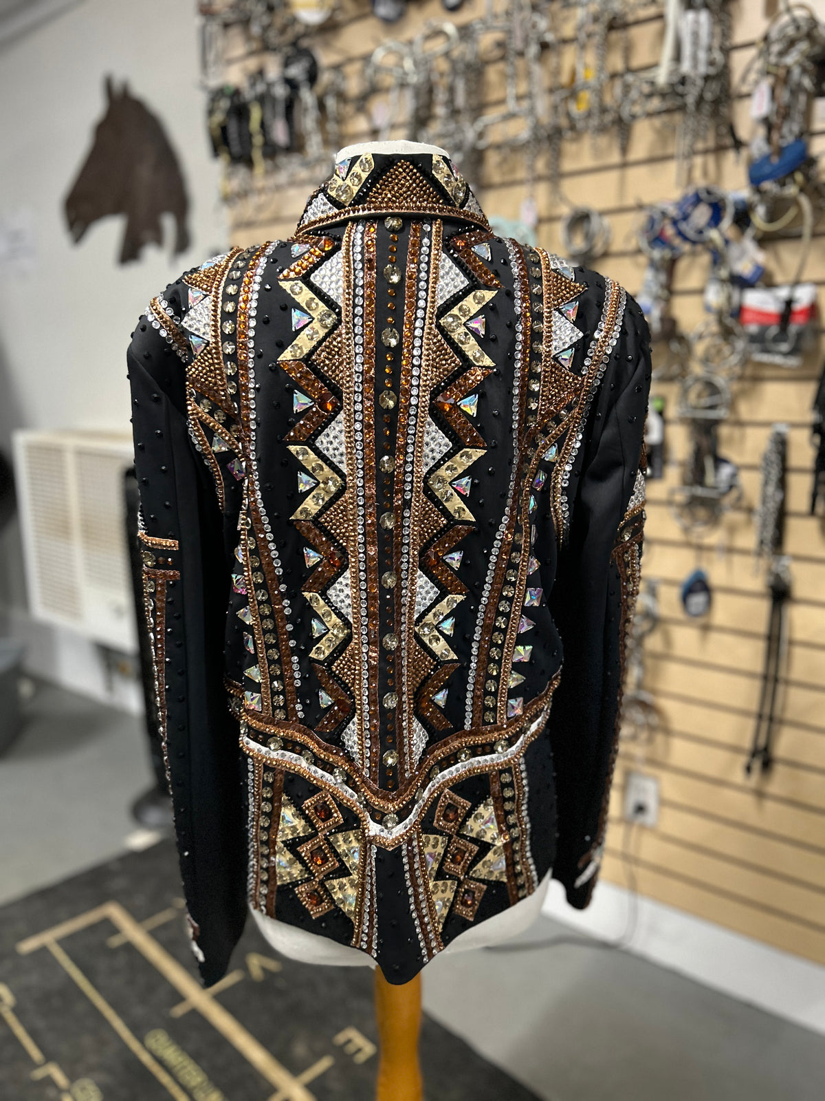 Black and Copper Western Show Shirt XLarge-Western Shirt-Consignment-Evolution Equestrian Co.