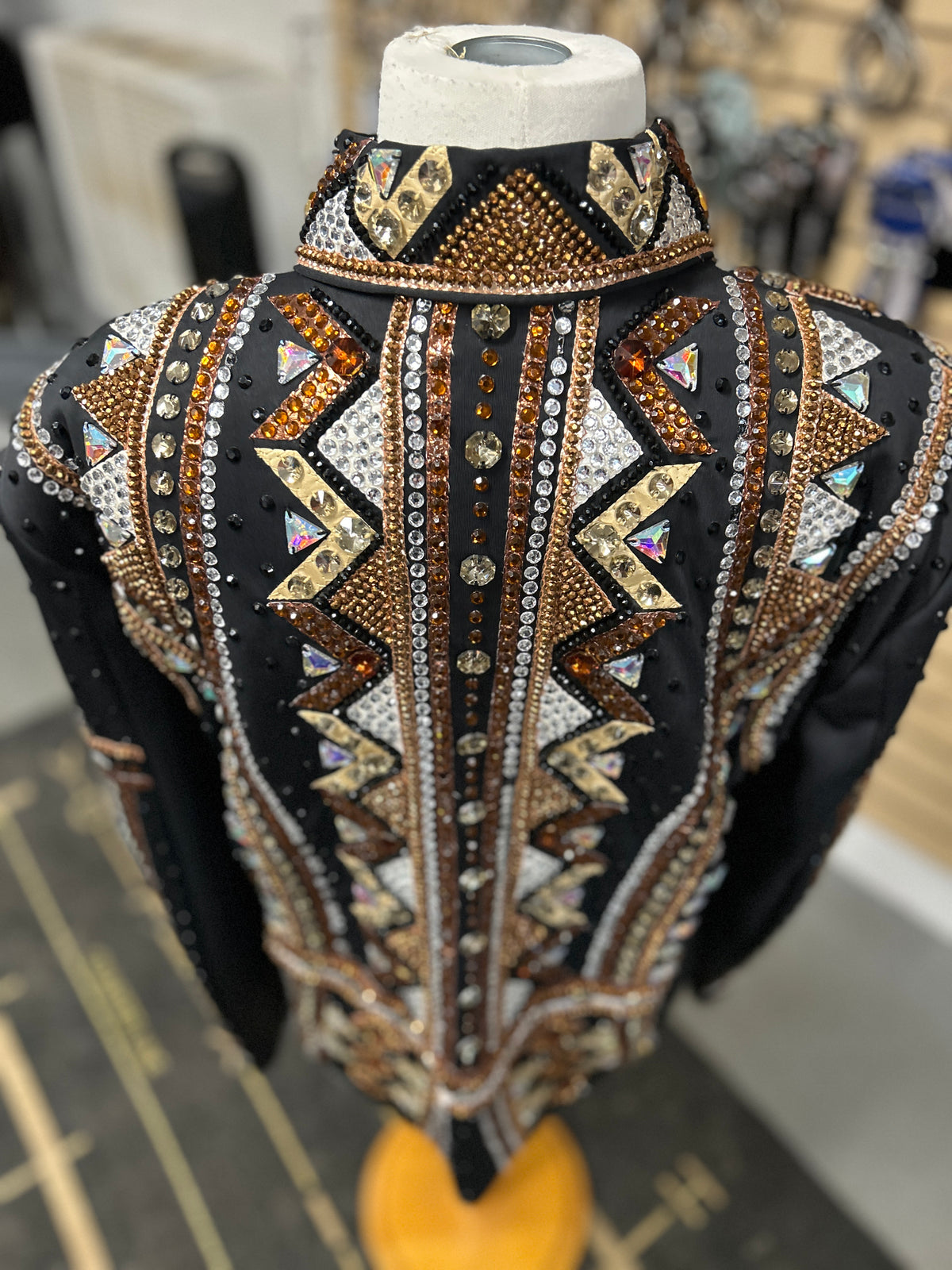 Black and Copper Western Show Shirt XLarge-Western Shirt-Consignment-Evolution Equestrian Co.