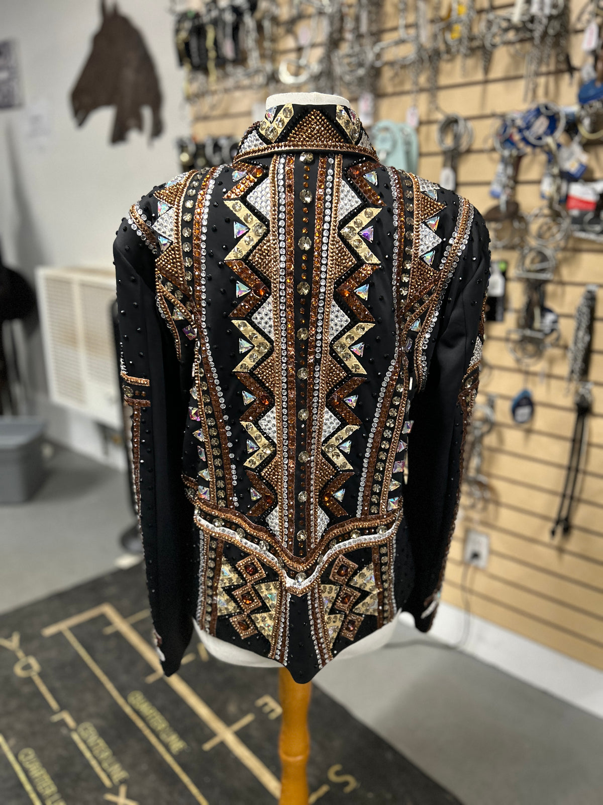 Black and Copper Western Show Shirt XLarge-Western Shirt-Consignment-Evolution Equestrian Co.