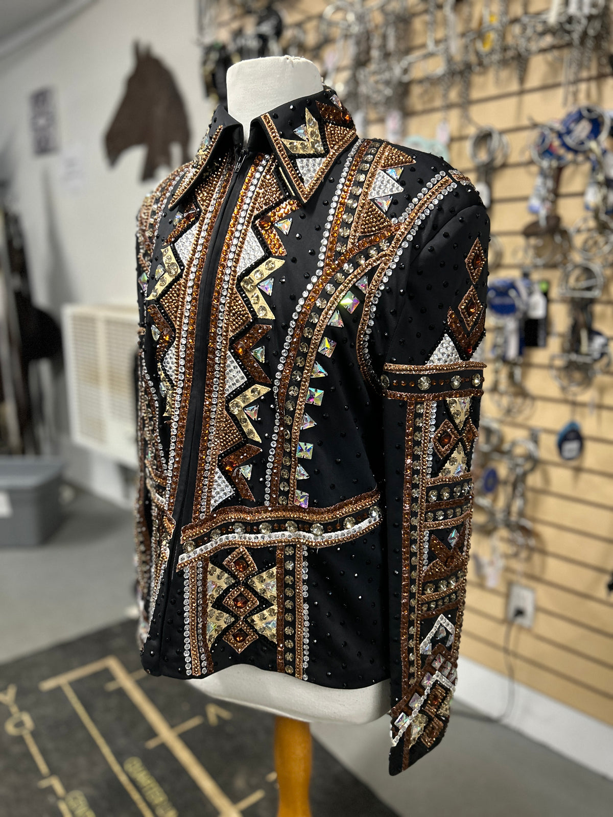 Black and Copper Western Show Shirt XLarge-Western Shirt-Consignment-Evolution Equestrian Co.