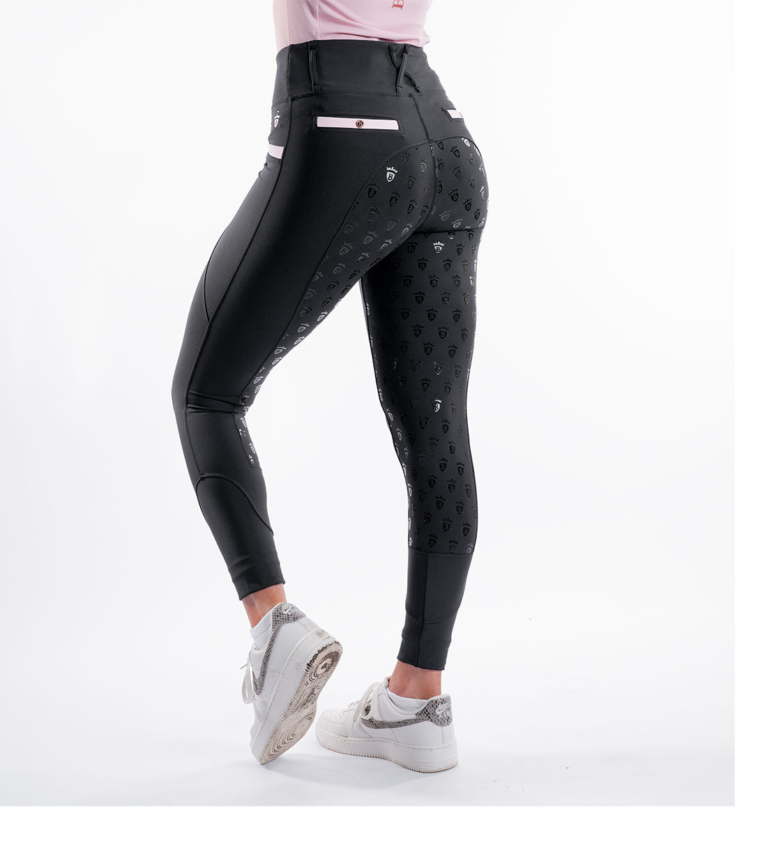 Blackfort Equestrian Black and Pink Riding Tights XSmall-Breeches-Consignment-Evolution Equestrian Co.