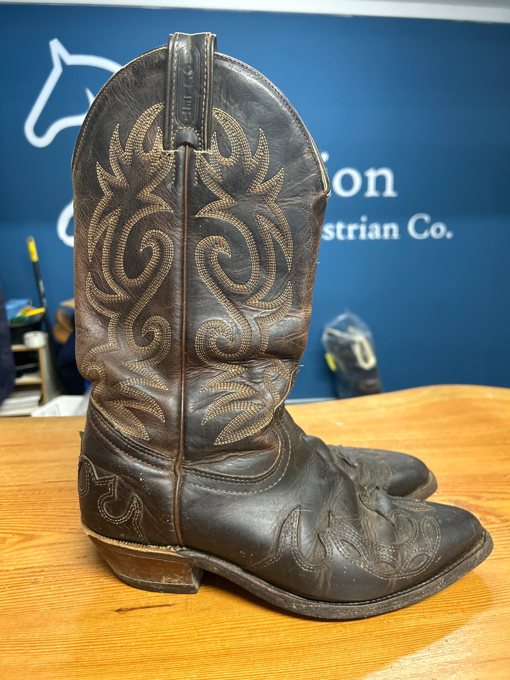Boulet Brown Ladies Cowboy Boots 6.5-Cowboy Boots-Consignment-Evolution Equestrian Co.