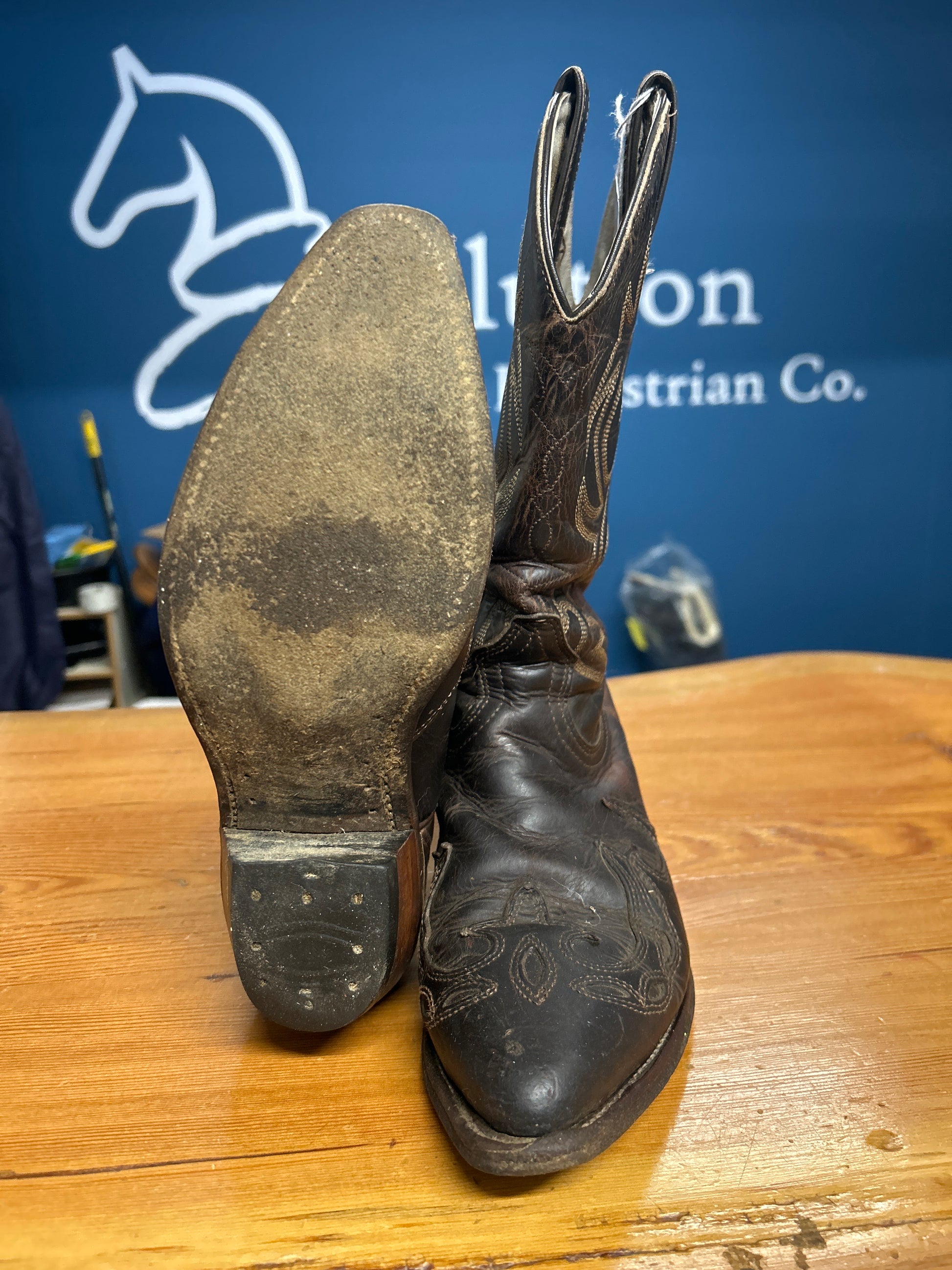Boulet Brown Ladies Cowboy Boots 6.5-Cowboy Boots-Consignment-Evolution Equestrian Co.