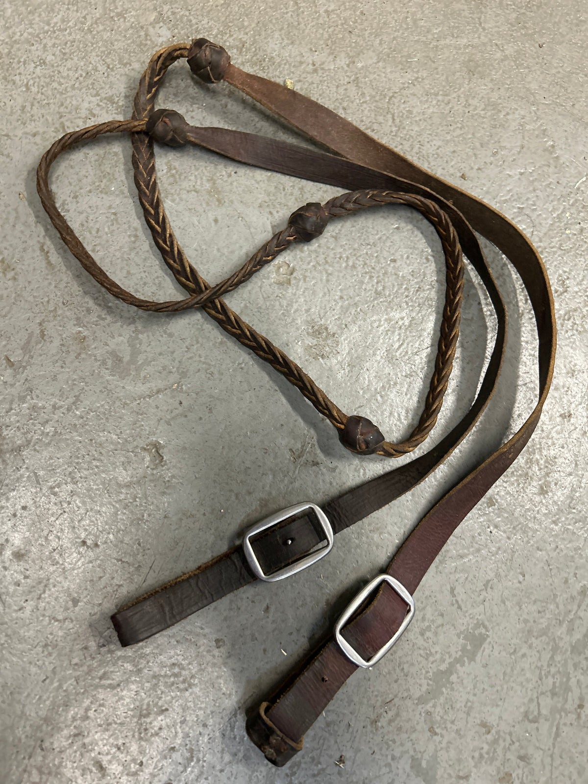 Braided Leather Roping Reins-Western Reins-Consignment-Evolution Equestrian Co.