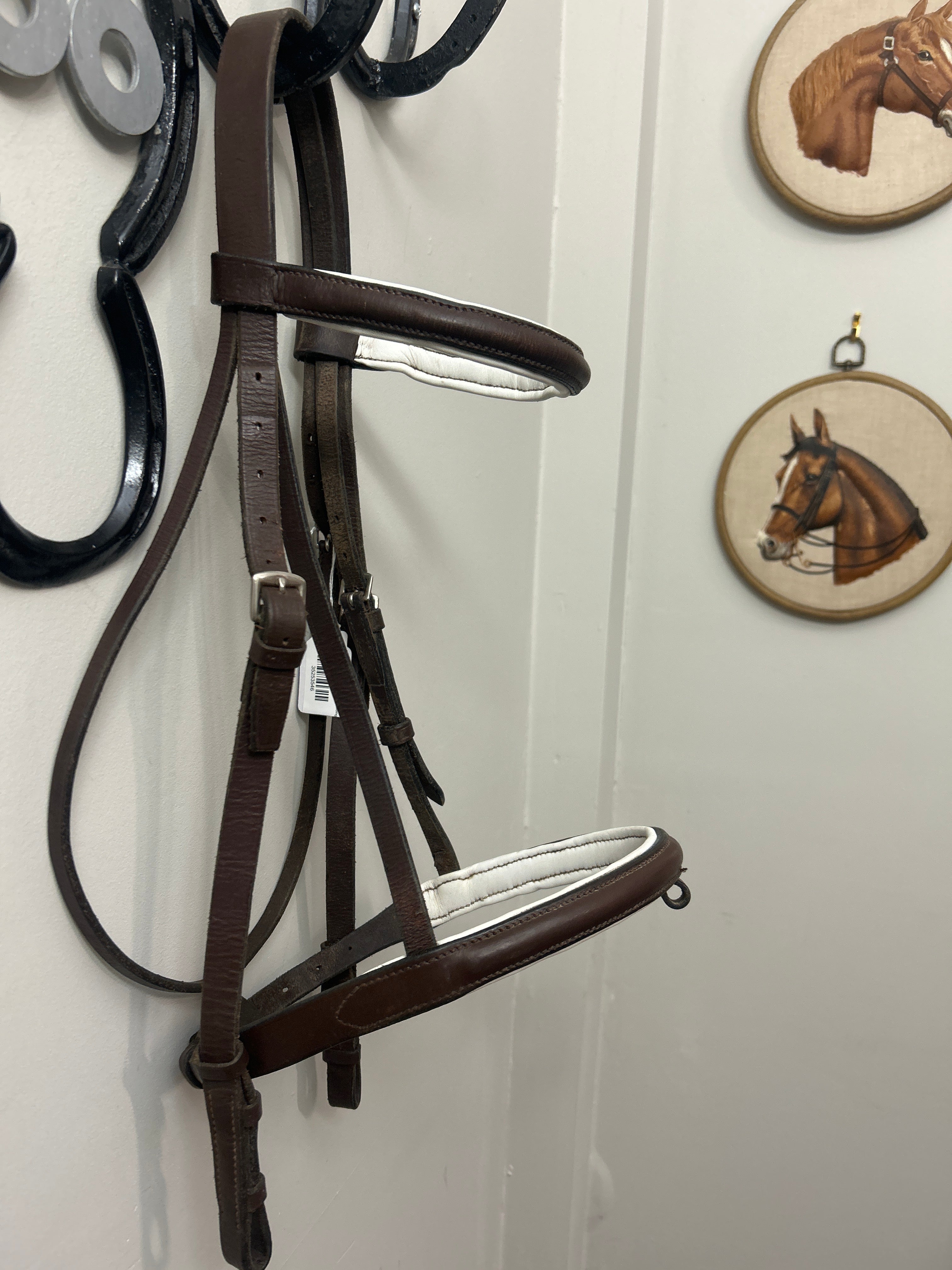 Brown English Bridle with White Padding-Bridle-Consignment-Evolution Equestrian Co.