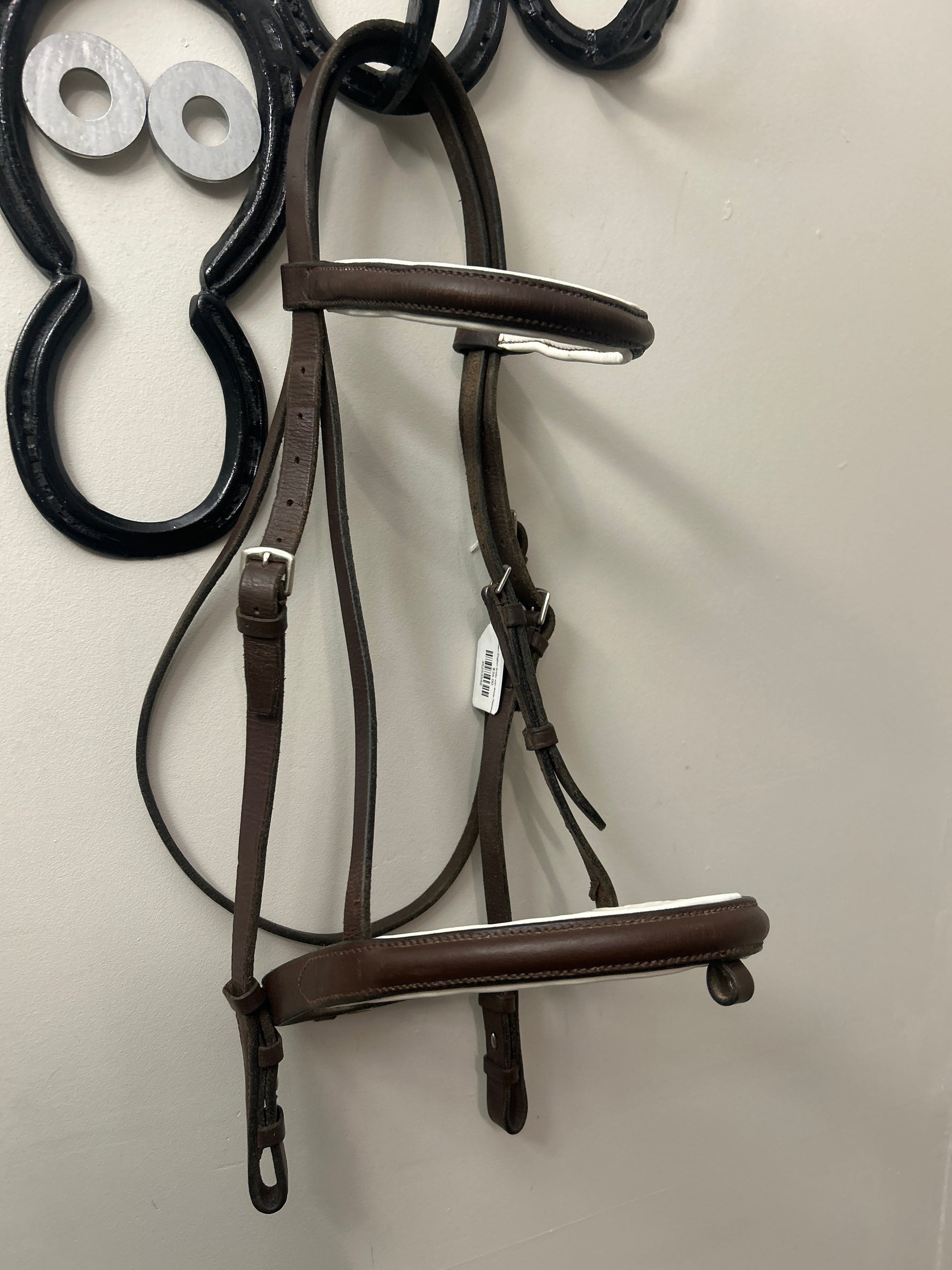 Brown English Bridle with White Padding-Bridle-Consignment-Evolution Equestrian Co.