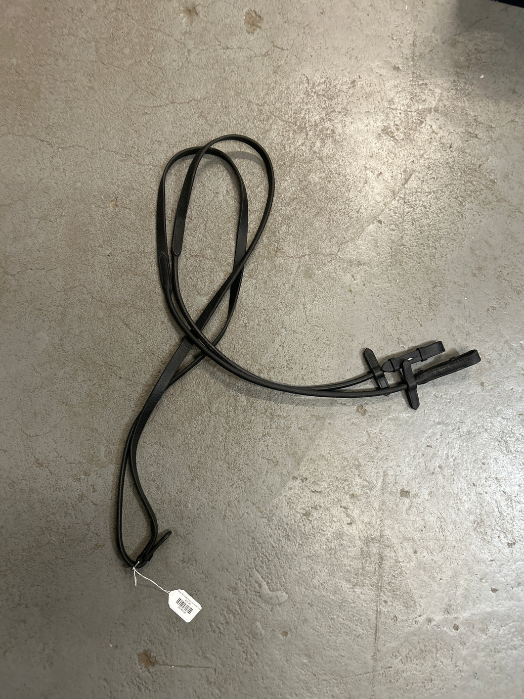 Black Flat Leather Reins with Rolled Ends