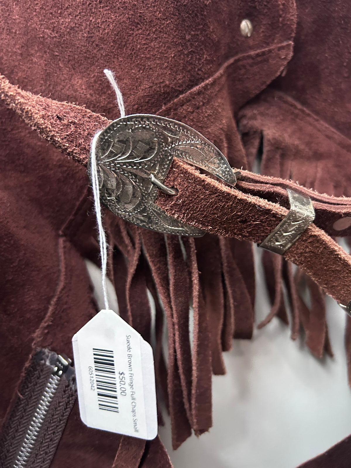 Suede Brown Fringe Full Chaps Small