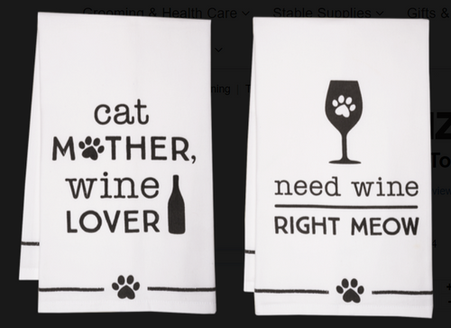 Cat and Wine Tea Towels-Gift-Can Pro Equestrian Supply-Need Wine Right Meow-Evolution Equestrian Co.