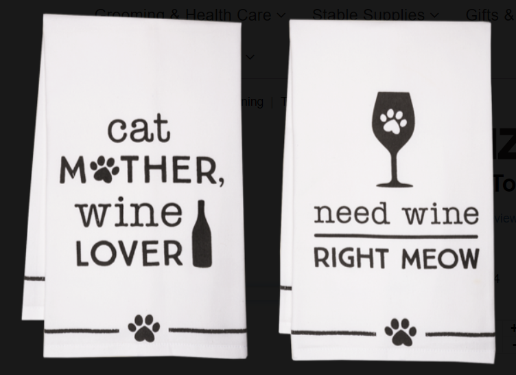 Cat and Wine Tea Towels-Gift-Can Pro Equestrian Supply-Need Wine Right Meow-Evolution Equestrian Co.