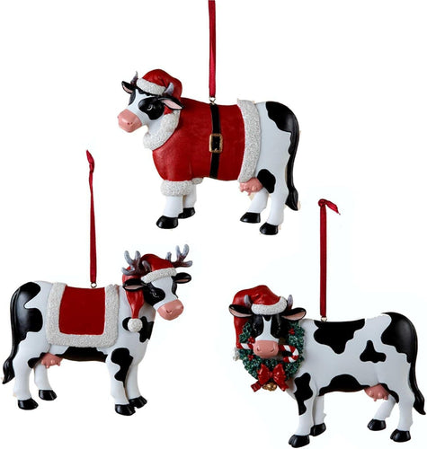 Christmas Cow Ornaments-Christmas-Can Pro Equestrian Supply-Cow with Santa Jacket-Evolution Equestrian Co.