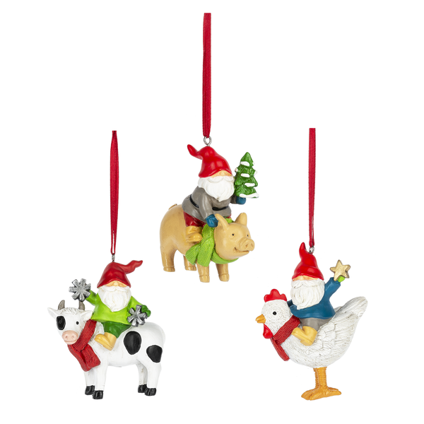 Christmas Gnomes with Farm Animal Ornaments