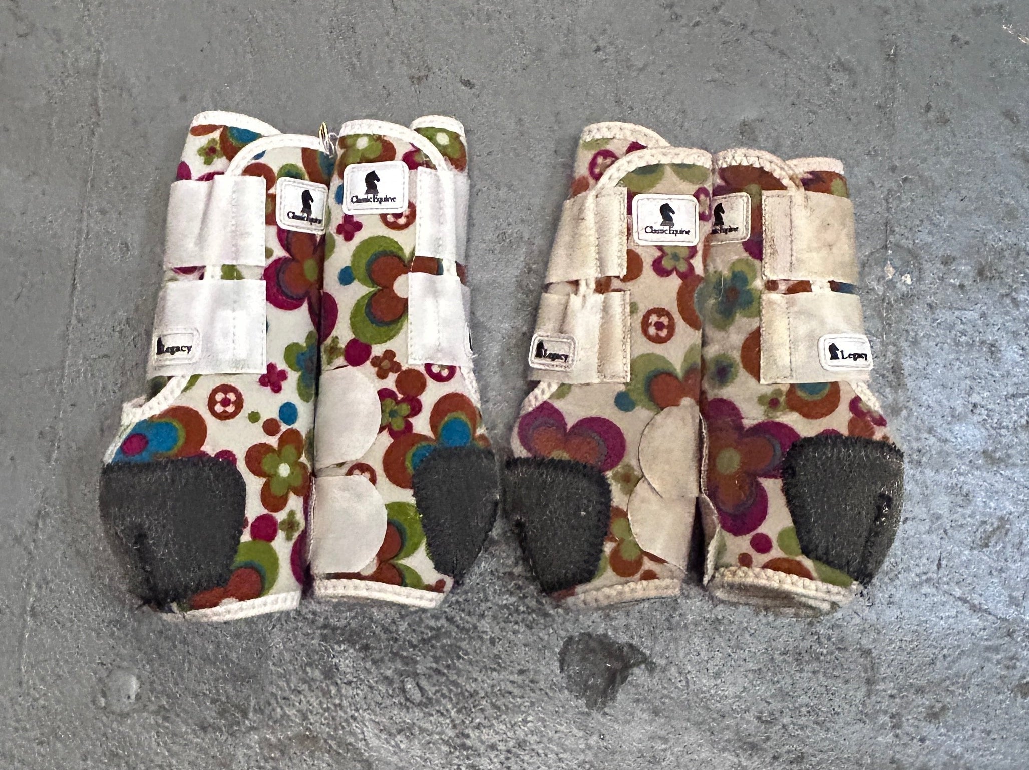 Classic Equine Sport Boots Groovy Flowers Medium-Horse Boots-Consignment-Evolution Equestrian Co.