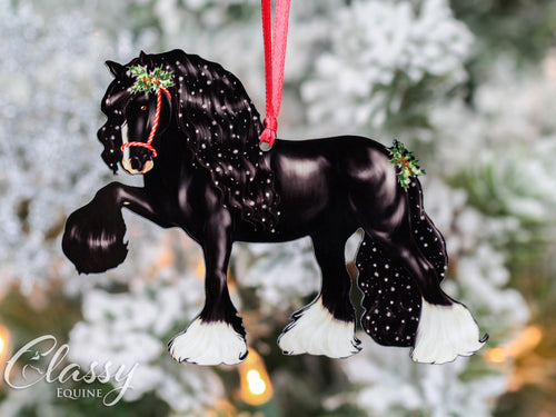 Classy Equine Black Gypsy Horse Christmas Ornament - Eclipse