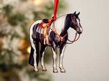 Load image into Gallery viewer, Classy Equine Black Tobiano Western Ranch Horse Ornament
