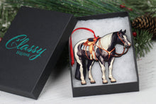 Load image into Gallery viewer, Classy Equine Black Tobiano Western Ranch Horse Ornament-Christmas-Classy Equine-Evolution Equestrian Co.
