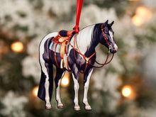 Load image into Gallery viewer, Classy Equine Black Tobiano Western Ranch Horse Ornament

