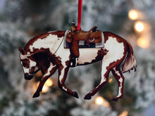 Load image into Gallery viewer, Classy Equine Chestnut Overo Western Riding Ranch Horse Christmas Ornament
