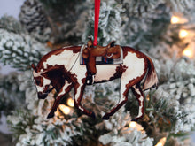 Load image into Gallery viewer, Classy Equine Chestnut Overo Western Riding Ranch Horse Christmas Ornament
