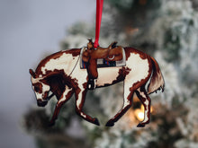 Load image into Gallery viewer, Classy Equine Chestnut Overo Western Riding Ranch Horse Christmas Ornament
