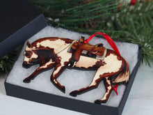 Load image into Gallery viewer, Classy Equine Chestnut Overo Western Riding Ranch Horse Christmas Ornament
