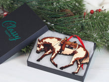 Load image into Gallery viewer, Classy Equine Chestnut Overo Western Riding Ranch Horse Christmas Ornament
