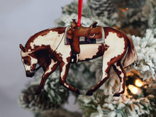Load image into Gallery viewer, Classy Equine Chestnut Overo Western Riding Ranch Horse Christmas Ornament

