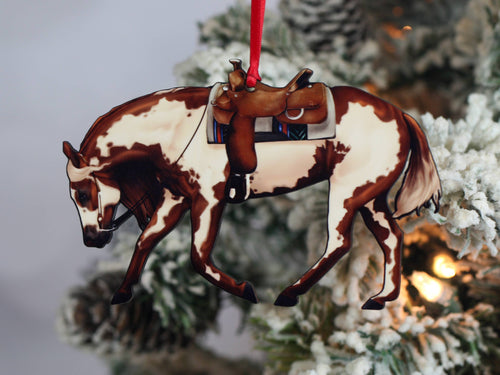 Classy Equine Chestnut Overo Western Riding Ranch Horse Christmas Ornament