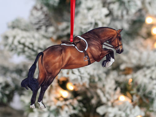 Classy Equine Bay Hunter Horse Ornament