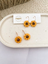 Load image into Gallery viewer, Clay by Day Designs - Sunflower Polymer Clay Hoop Earring: Gold-Clay by Day Designs-Evolution Equestrian Co.
