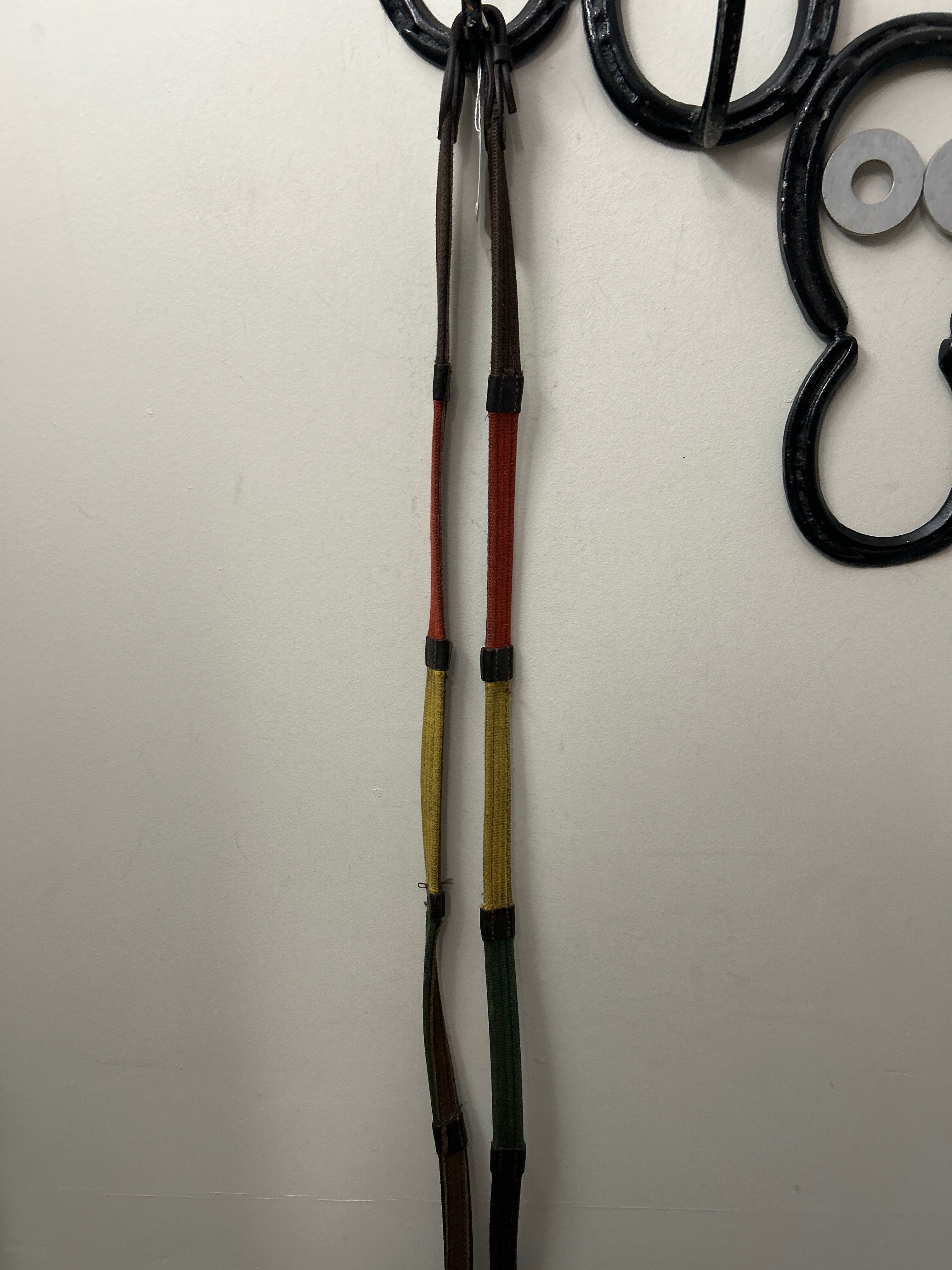Coloured Webbed Reins-English Reins-Consignment-Evolution Equestrian Co.