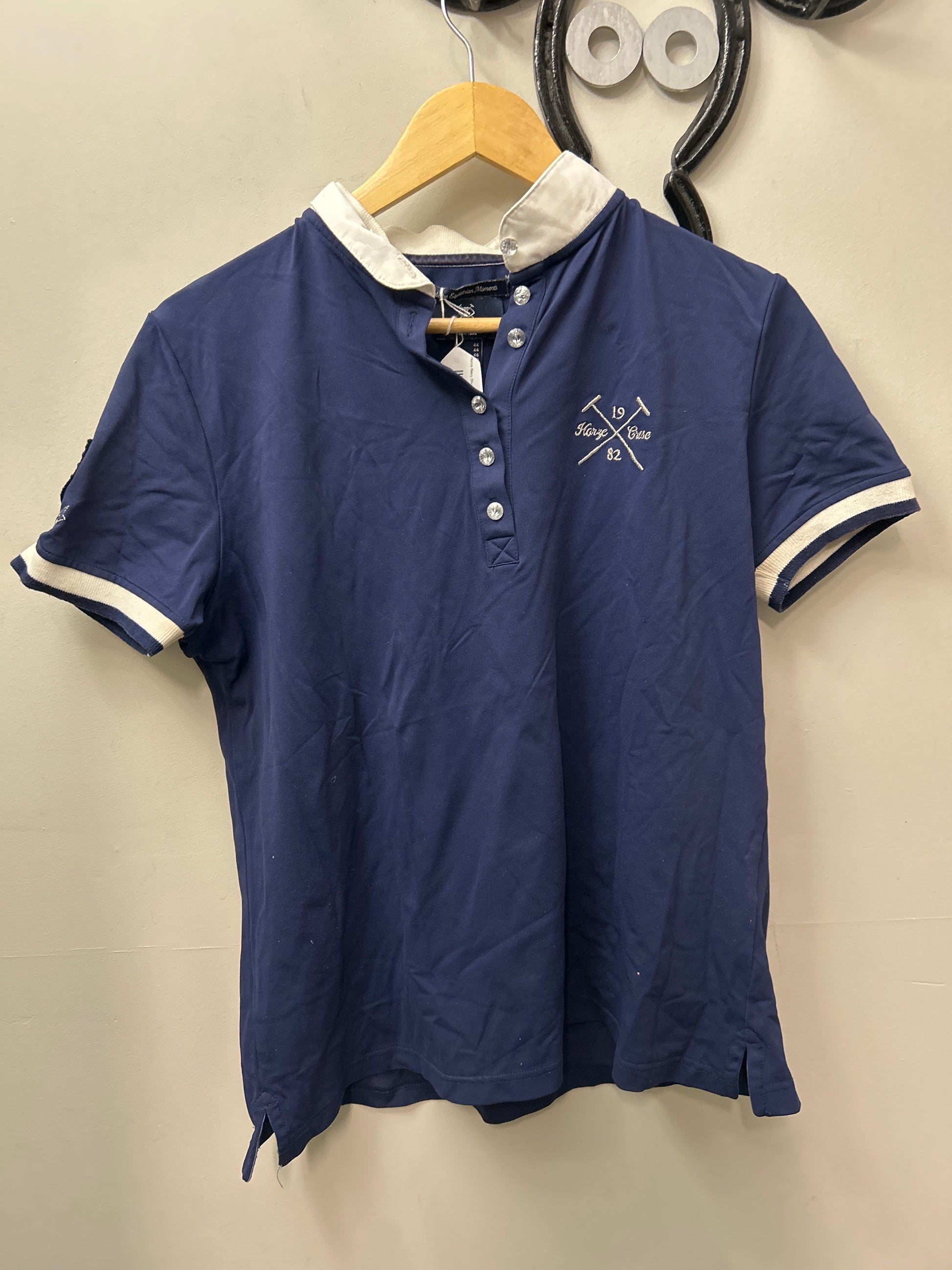 Horze Navy Short Sleeve Shirt XLarge-Riding Shirts-Consignment-Evolution Equestrian Co.