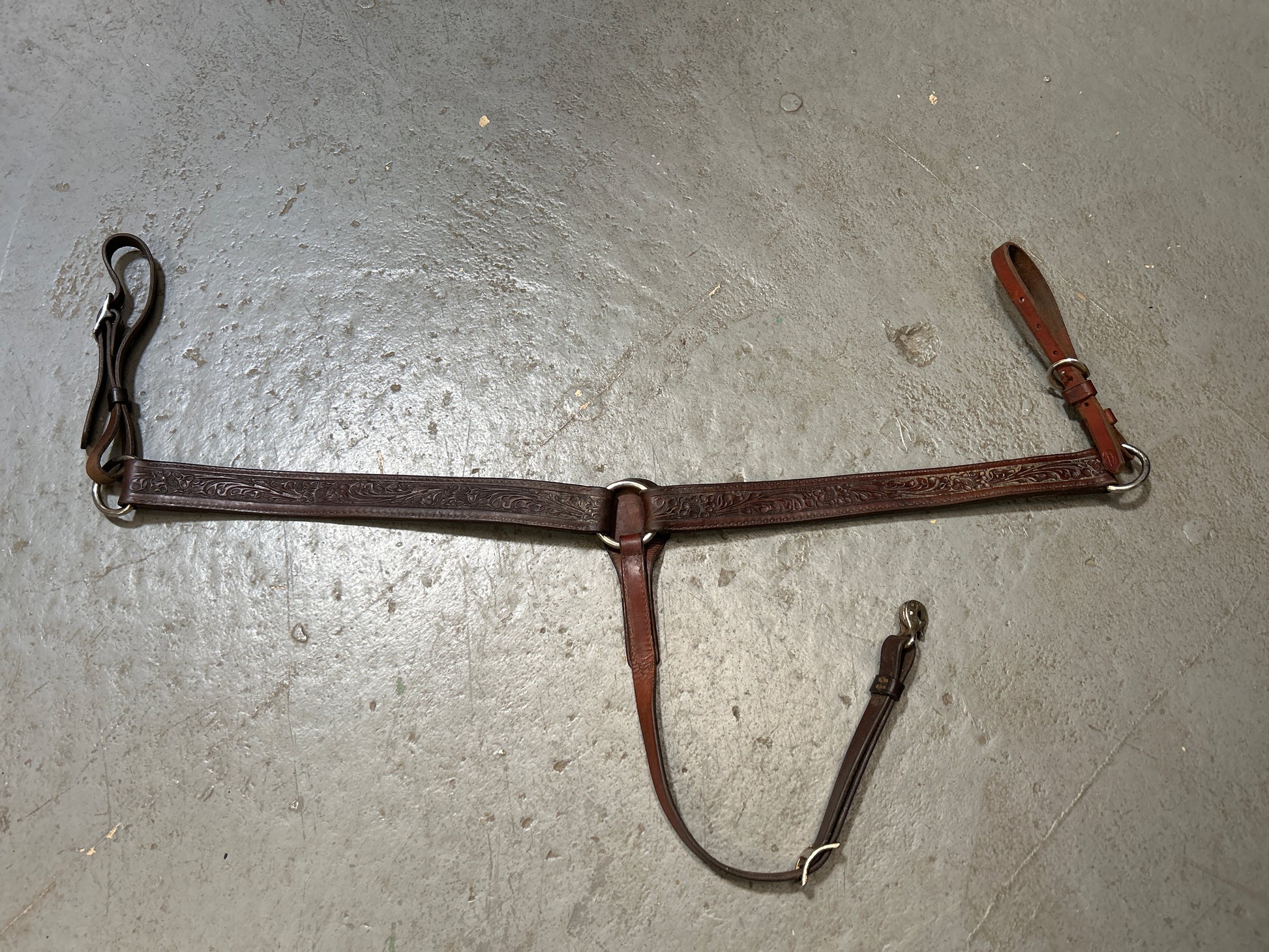 Circle Y Floral Straight Breast Collar Walnut-Western Tack-Consignment-Evolution Equestrian Co.