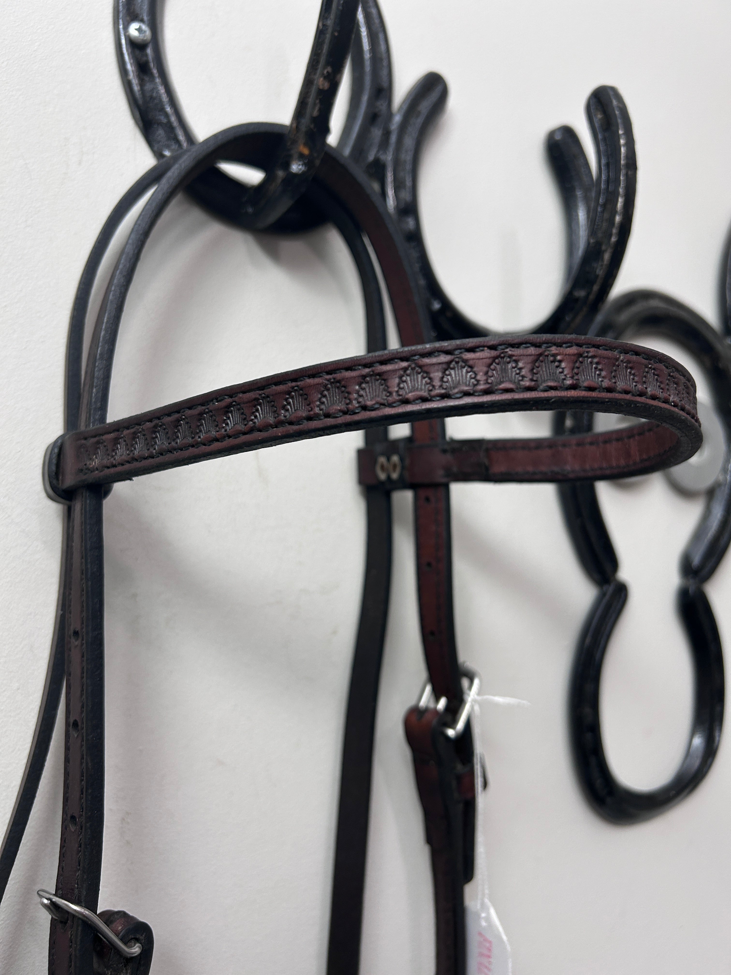 Dark Oil Stamped Browband Western Headstall