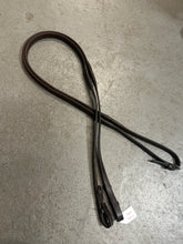 Load image into Gallery viewer, Brown Rubber English Reins with Buckle Ends
